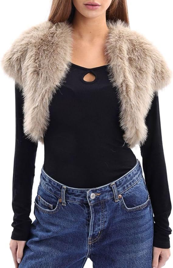 Damen Flauschige Kunstpelzweste im offenen Design Merchesia