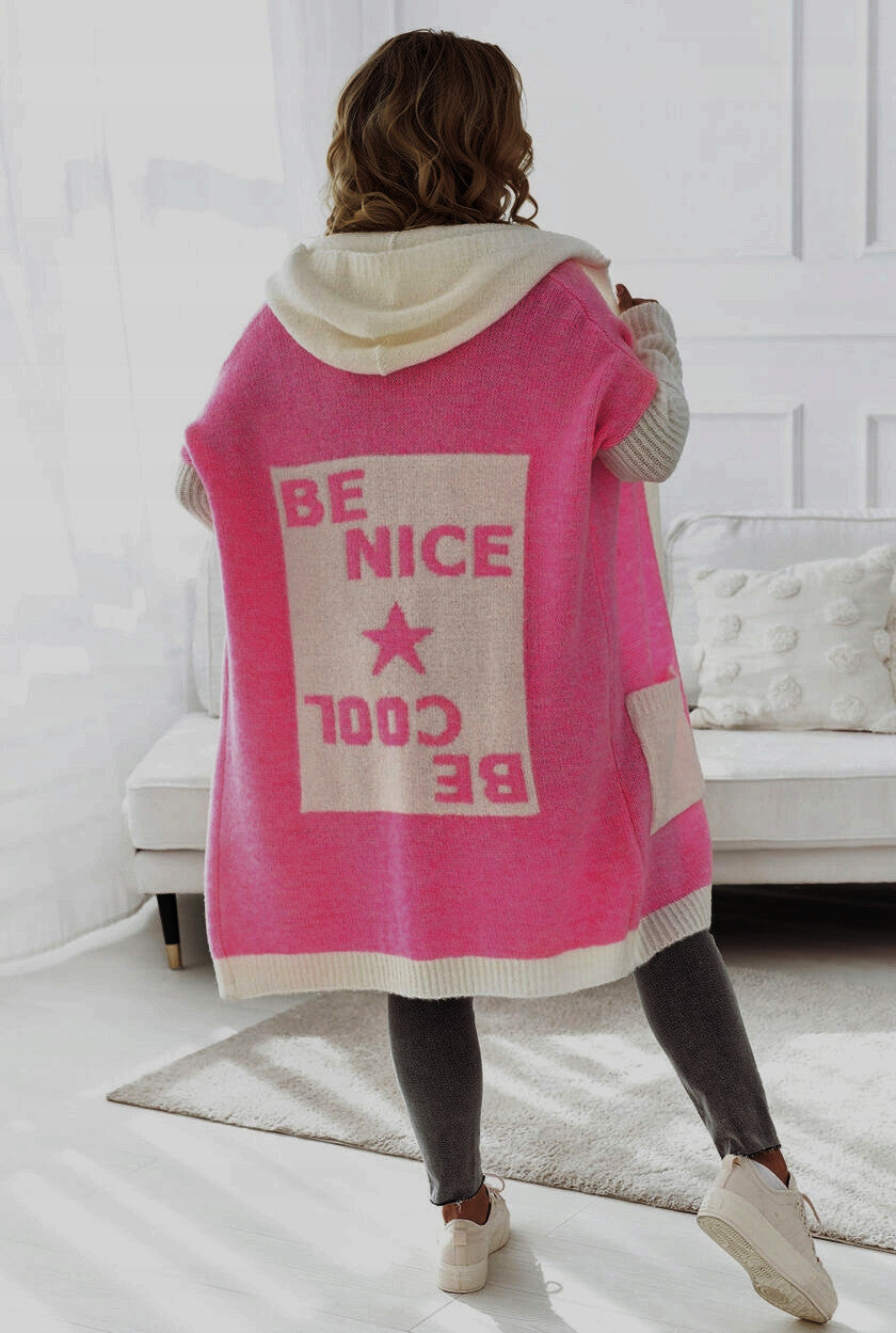 Damen Strickmantel mit Kapuze und modischem Farbblockdesign Merchesia