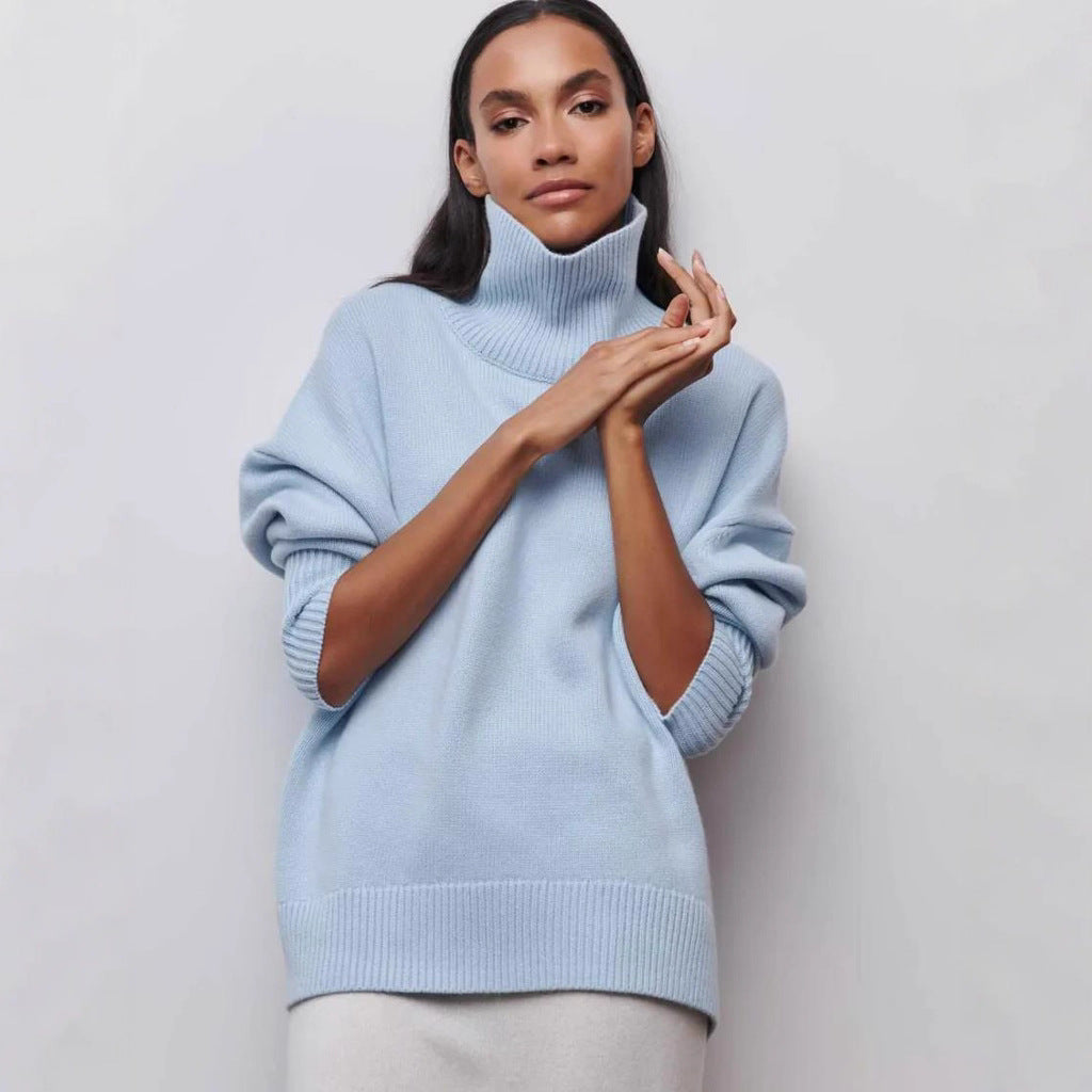 Damen Oversized Rollkragenpullover aus weichem Strick Merchesia