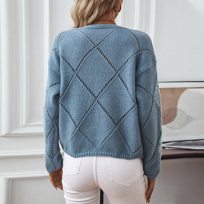 Damen modischer Pullover mit aufwendigem Strickdesign und Glitzerelementen Merchesia