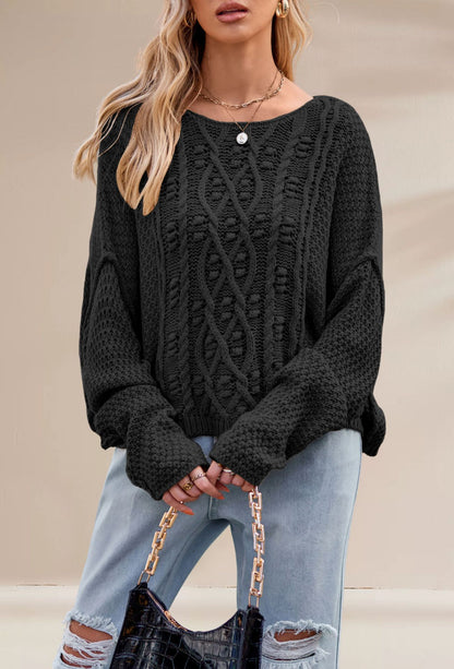 Damen Grobstrickpullover mit besonderen Details Merchesia