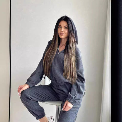 Damen Lässiger Kapuzenpullover mit Rippstruktur Merchesia