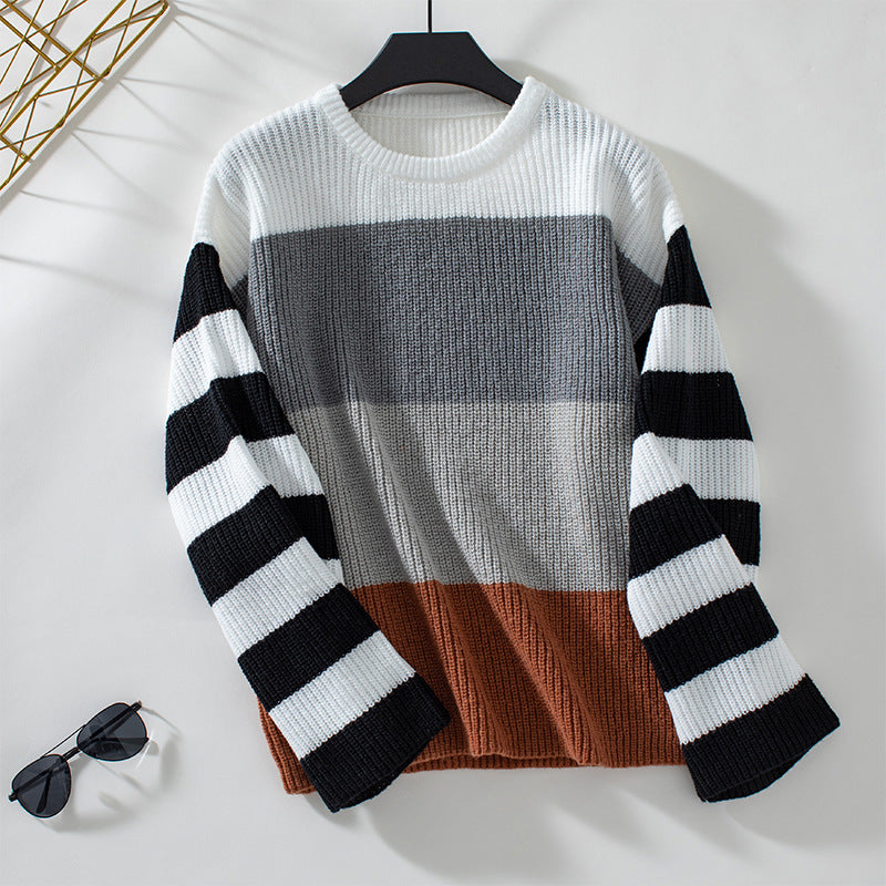 Damen modischer Pullover mit lässigem Streifenmuster und weitem Schnitt Merchesia