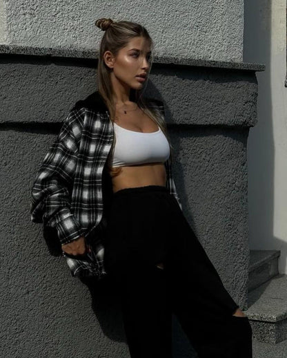 Damen Urbaner Oversized Shirtjacke mit Leopardenmuster Merchesia