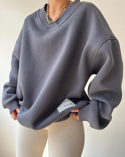 Damen Oversize Sweatshirt mit V-Ausschnitt und gemütlichem Schnitt Merchesia