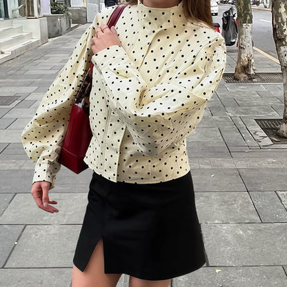 Damen figurbetonte Bluse mit punktuellem Muster Merchesia