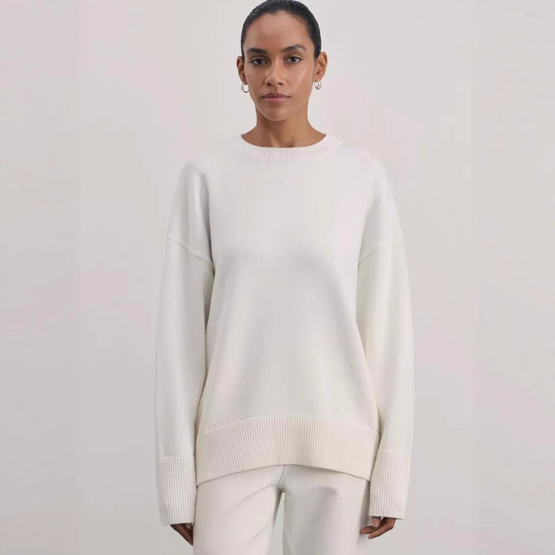 Damen weicher Strickpullover mit lässigem Schnitt und hochgeschlossenem Hals Merchesia