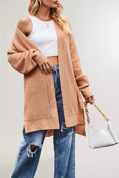 Damen lässige Strickjacke mit offenem Design und weiten Ärmeln Merchesia