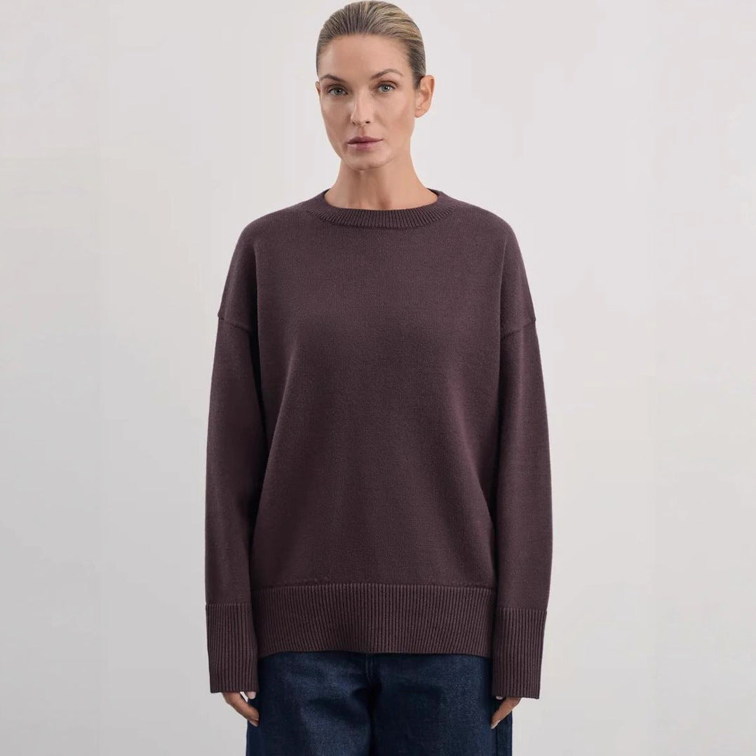 Damen weicher Strickpullover mit lässigem Schnitt und hochgeschlossenem Hals Merchesia