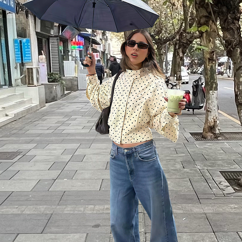 Damen figurbetonte Bluse mit punktuellem Muster Merchesia