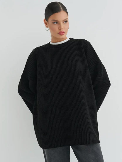 Damen Oversized Strickpullover mit strukturiertem Design und lässigem Schnitt Merchesia