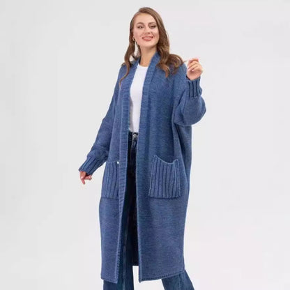 Damen Gemütlicher Strickmantel mit großen Taschen und oversized Schnitt Merchesia