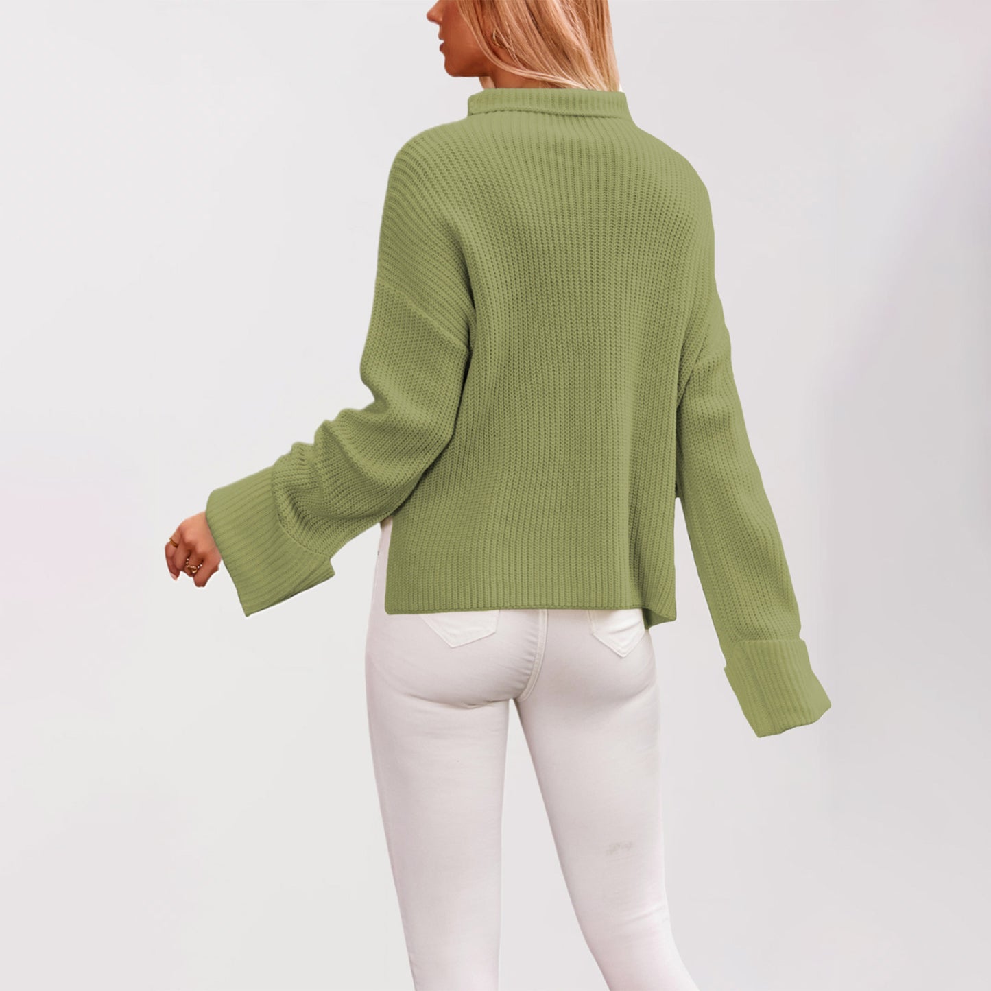 Damen Baumwoll-Pullover mit hohem Kragen Merchesia