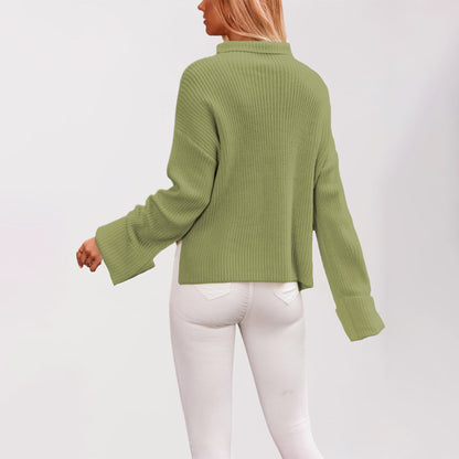 Damen Baumwoll-Pullover mit hohem Kragen Merchesia