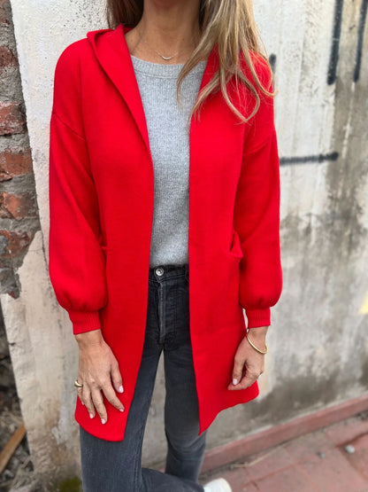 Damen Langärmlige Strickjacke mit Kapuze Merchesia