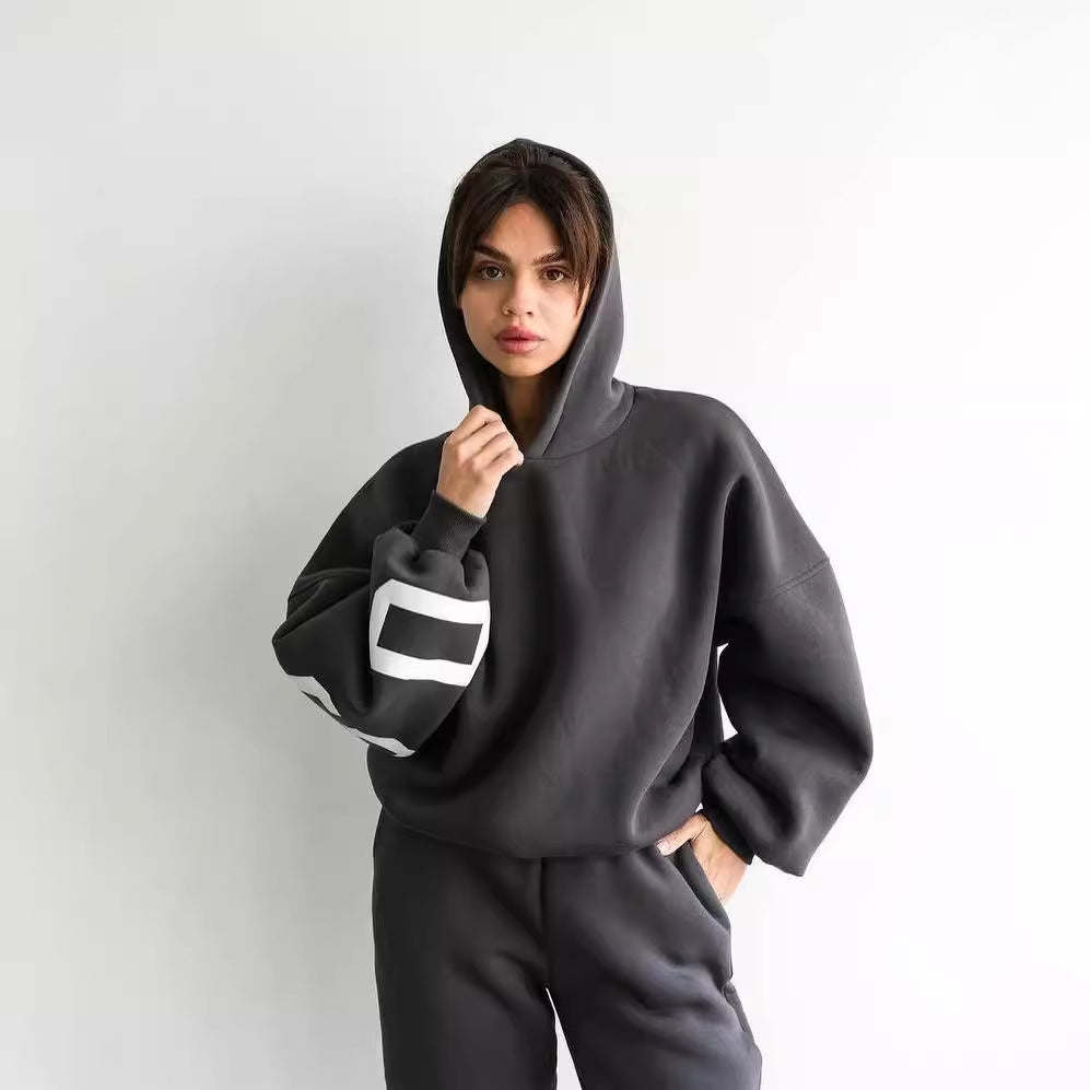 Damen Oversized Freizeitanzug mit Kapuze und elastischen Bündchen Merchesia
