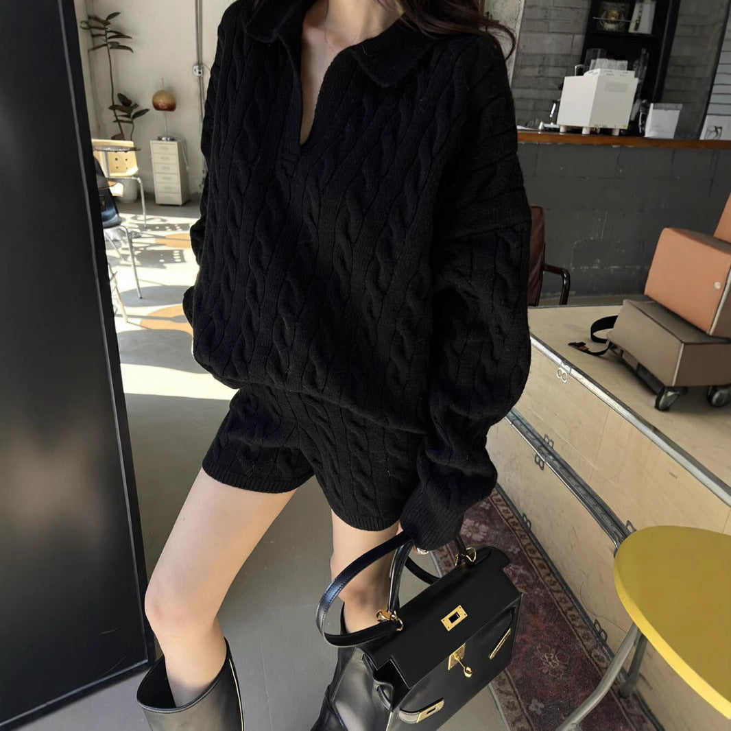 Damen Strickpullover mit hohem Kragen und eleganter Zopfmusterstruktur Merchesia