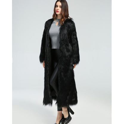 Damen Luxuriöser Kunstpelzmantel mit elegantem Futter Merchesia