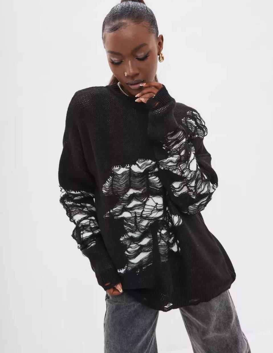 Damen grob gestrickter Oversized-Pullover mit einzigartiger Transparenzstruktur und modernen Akzenten Merchesia