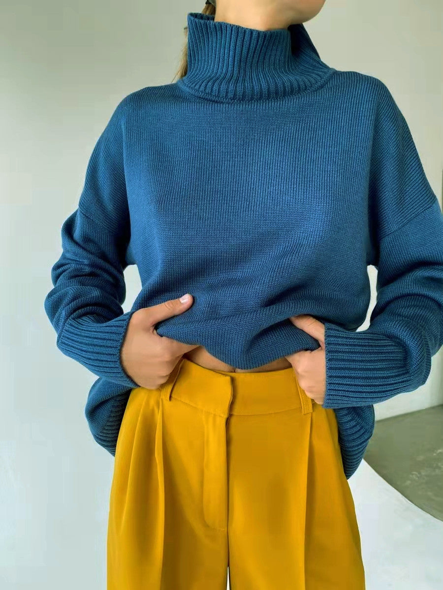 Damen eleganter Rollkragenpullover aus feinem Strick Merchesia