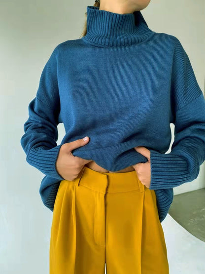 Damen eleganter Rollkragenpullover aus feinem Strick Merchesia