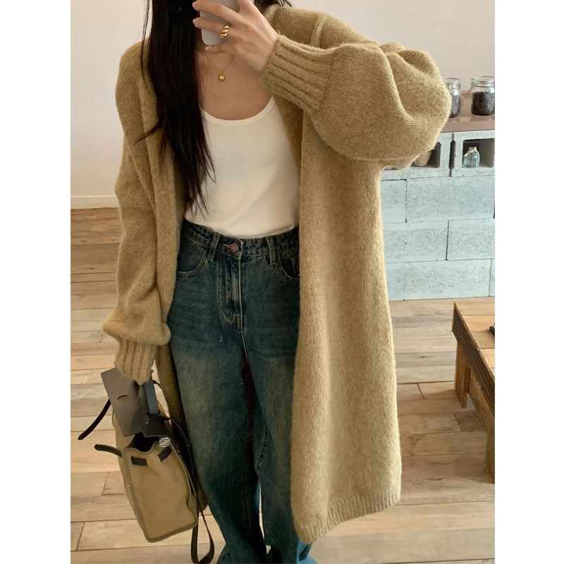 Damen Kuscheliger Strickcardigan mit lässigem Schnitt und weitem Kragen Merchesia