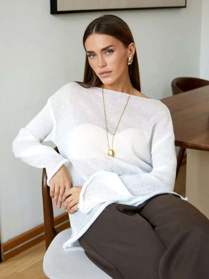 Damen luftiger Oversized-Strickpullover mit weitem Schnitt Merchesia