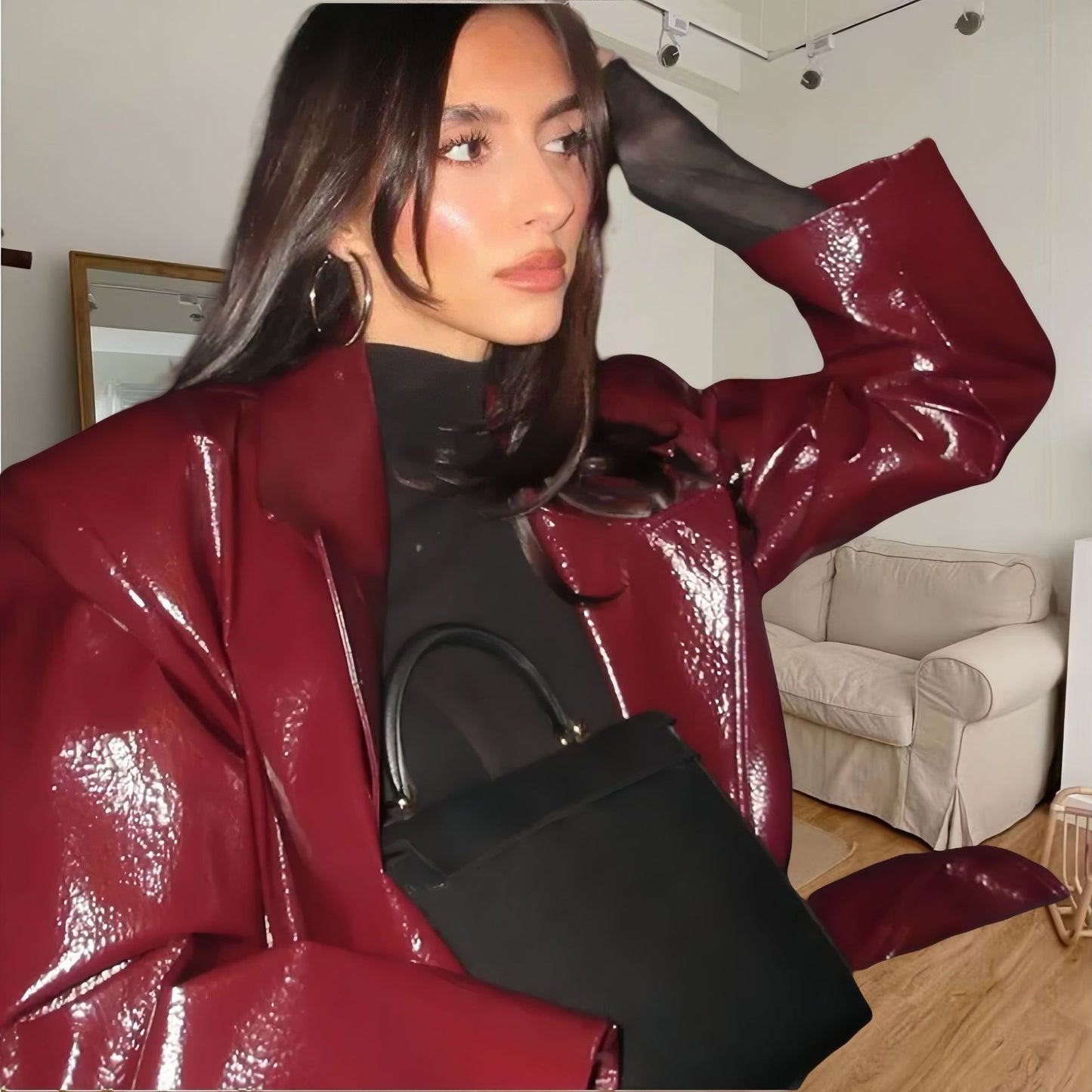 Damen Eleganter und figurbetonter Maxikleid mit transparenten Einsätzen Merchesia