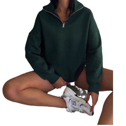 Damen Sweatshirt mit hohem Kragen und Reißverschluss Merchesia