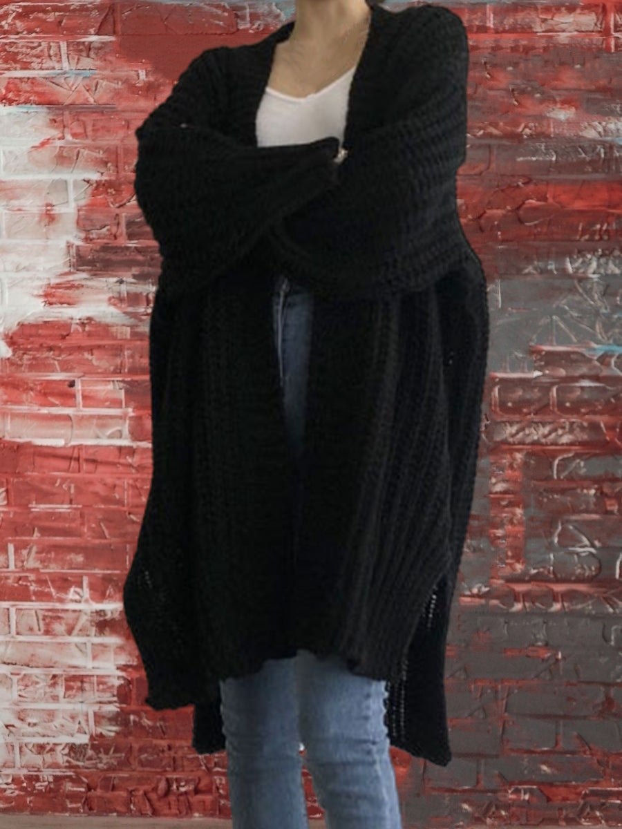 Damen Großer Strickcardigan mit offenem Schnitt und breiten Ärmeln Merchesia