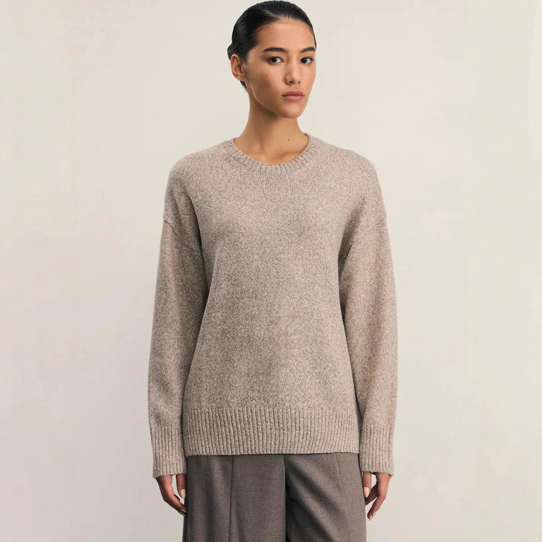 Damen weicher Strickpullover mit lässigem Schnitt und hochgeschlossenem Hals Merchesia