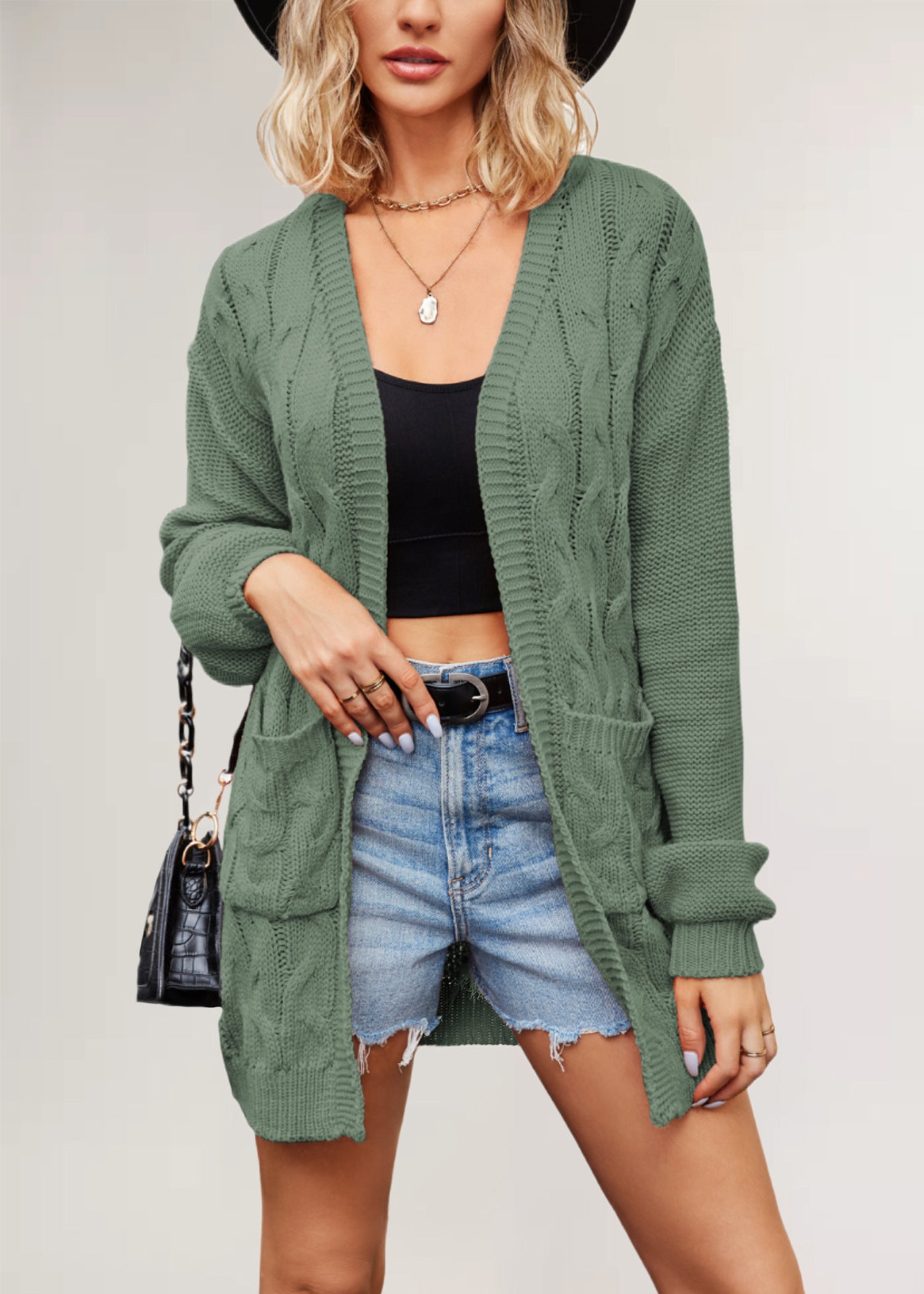 Damen Strickjacke mit Kabelmuster Merchesia