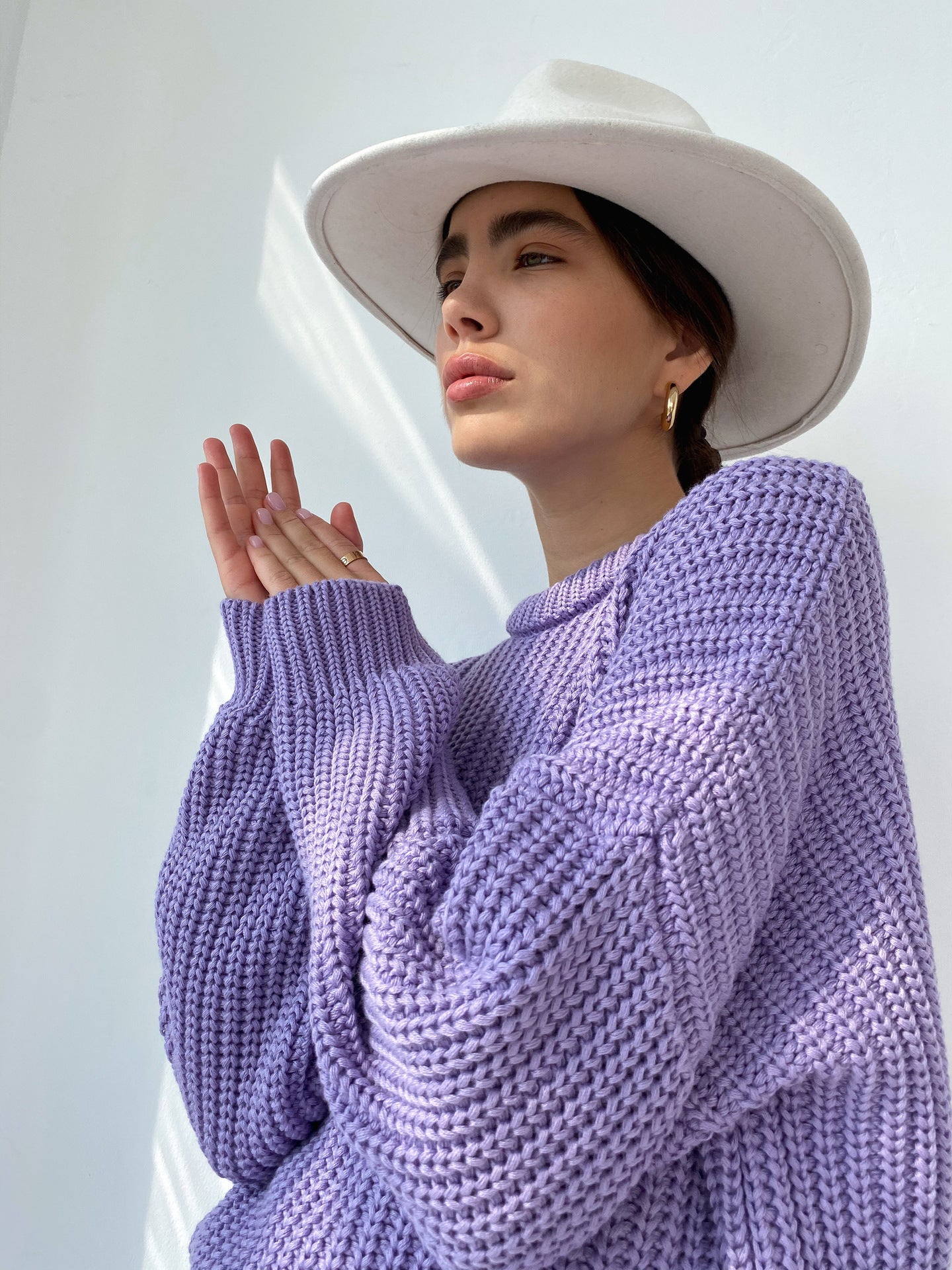 Damen lässiger Strickpullover mit strukturierter Mascheninterpretation und weitem Schnitt Merchesia