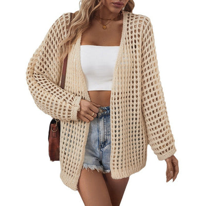 Damen luftige Strickjacke im modernen Netzdesign Merchesia