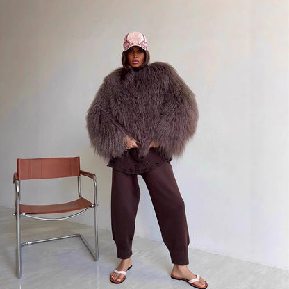 Damen Fleece-Überzieher im trendigen Bouclé-Stil Merchesia