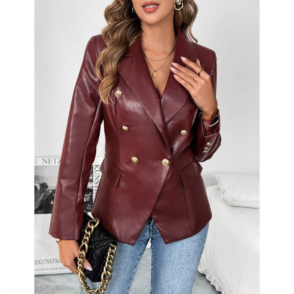 Damen Eleganter Oversized Blazer mit doppelter Knopfleiste Merchesia