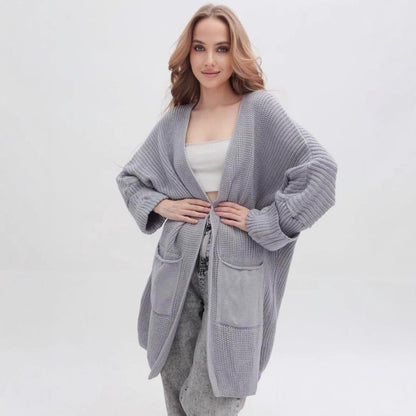 Damen Grobstrickcardigan mit großzügigen Taschen und lässigem Schnitt Merchesia
