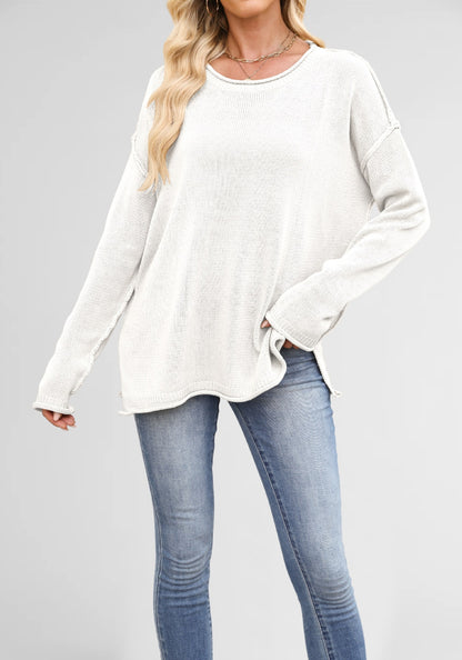 Damen gemütlicher Strickpullover mit weitem Schnitt Merchesia