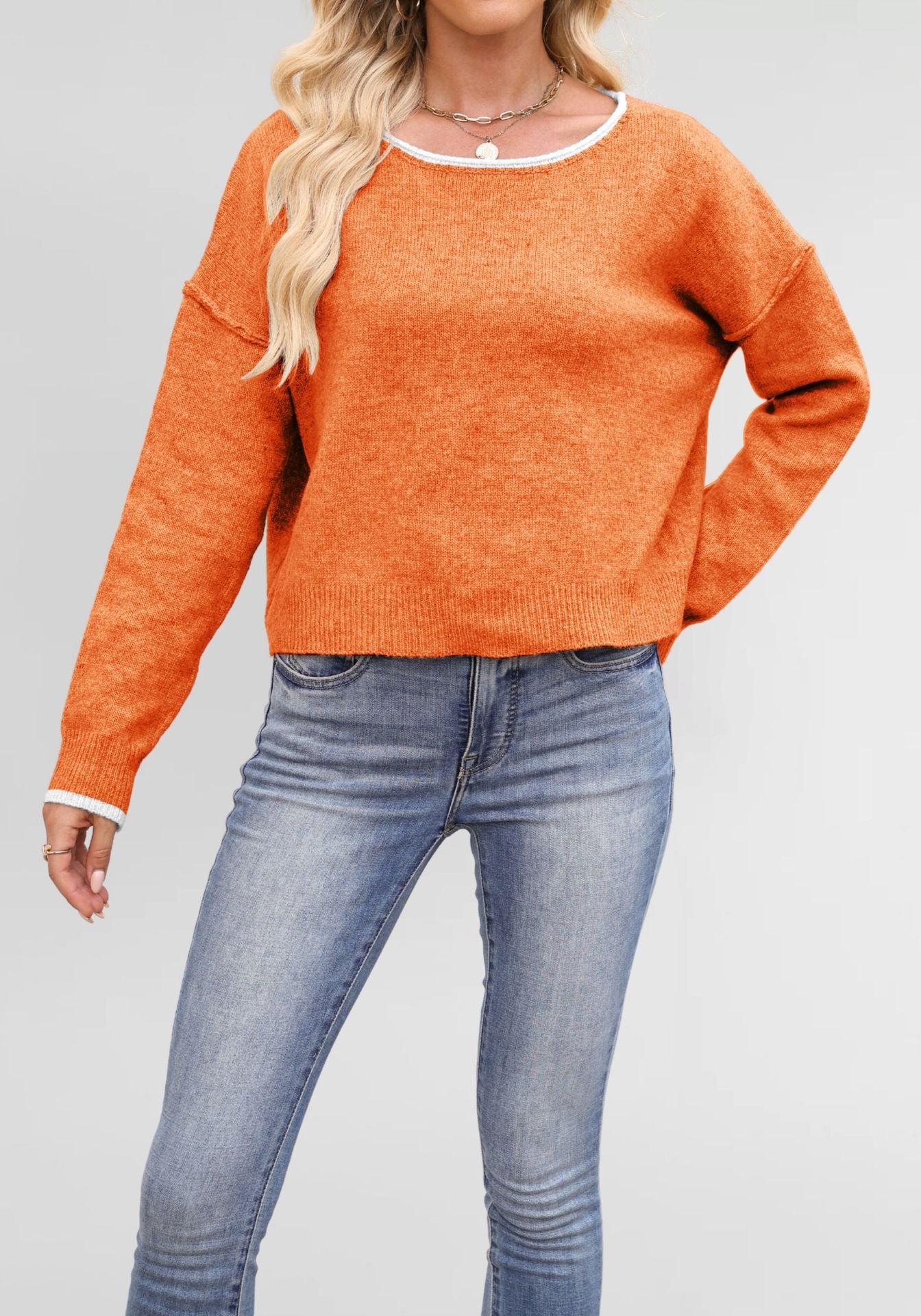 Damen lässiger Pullover mit weitem Schnitt und sanften Texturen Merchesia