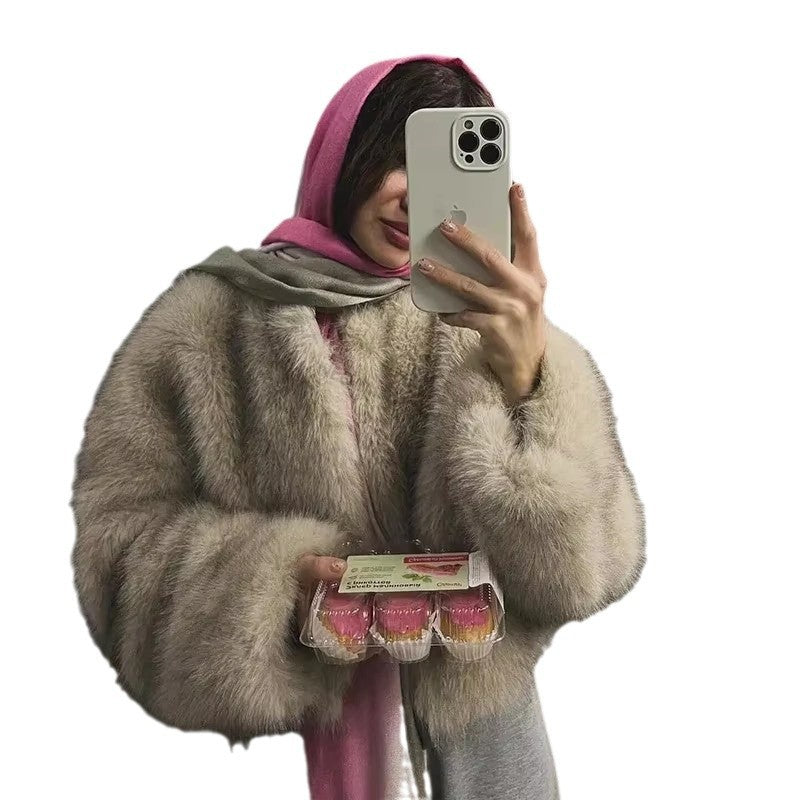 Damen Kuschelige Kunstpelzjacke mit offenem Schnitt Merchesia