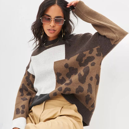 Damen Modischer Pullover mit graphischem Muster und angeschnittenen Ärmeln Merchesia