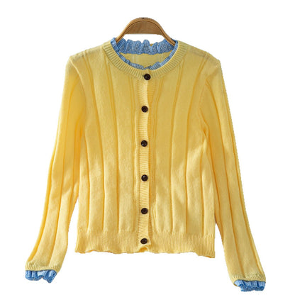 Damen Leichte Strickjacke mit hübschen Rüschendetails Merchesia