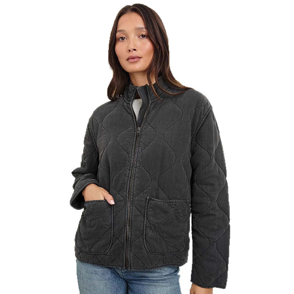 Damen gestepfte Freizeitjacke mit praktischen Taschen Merchesia