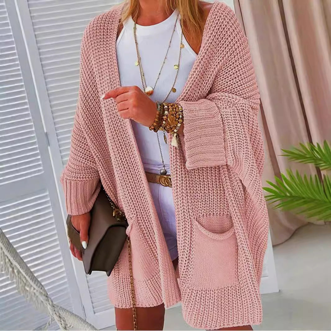 Damen Grobstrickjacke mit praktischen Taschen und lässigem Schnitt Merchesia