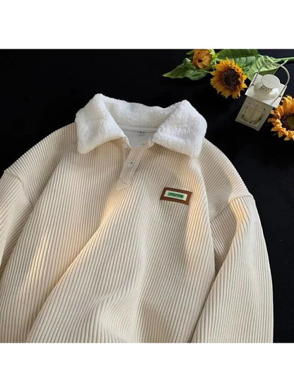 WW | Warmes Langärmelig Vlies Kragen Pullover