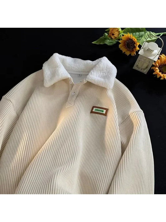 WW | Warmes Langärmelig Vlies Kragen Pullover