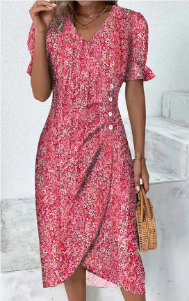 kleid mit kurzen armeln und blumendruck