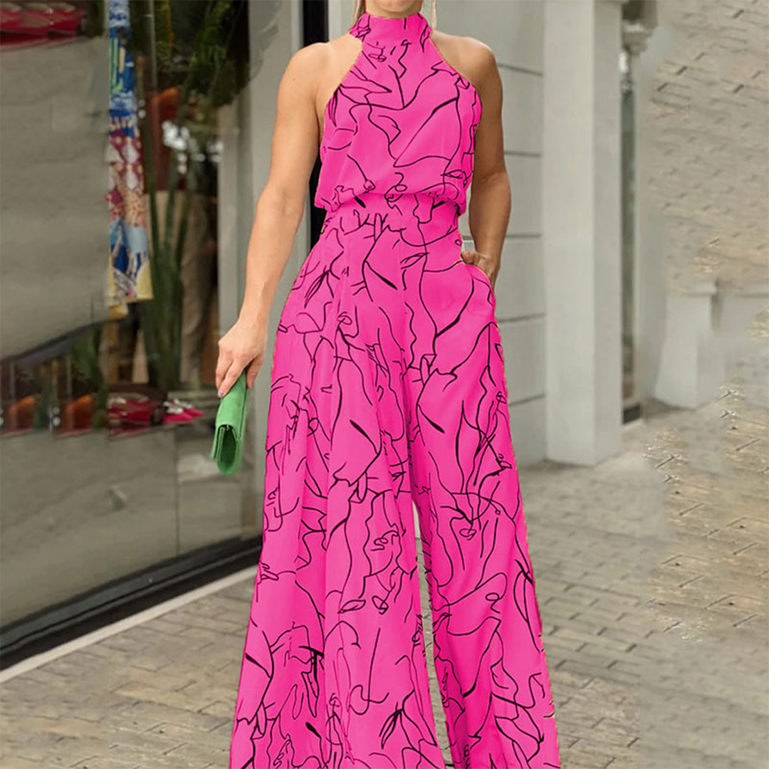 Merche ärmelloser Jumpsuit mit sommerlichen Vibes und Printmuster