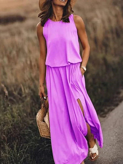 – entspanntes weißes maxikleid
