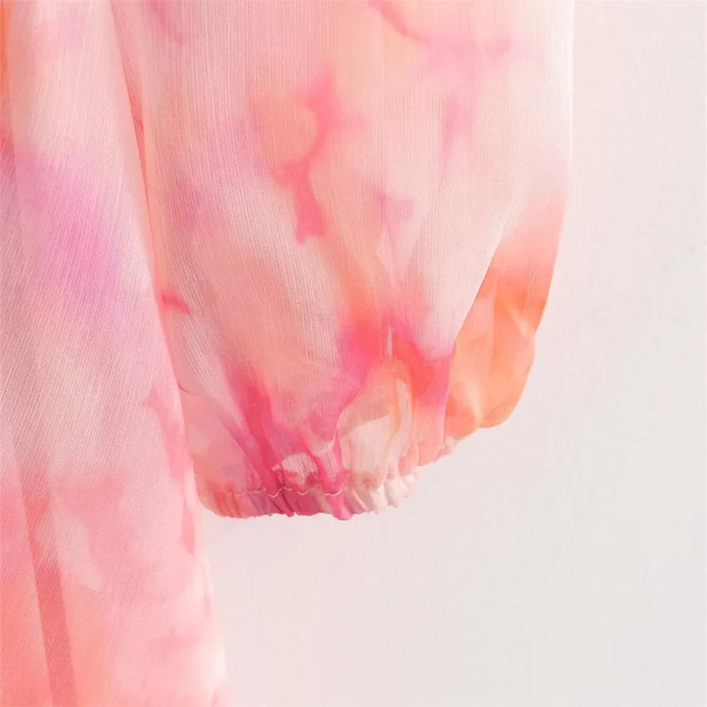 Merche - Langärmeliges Kleid - Slim Fit Chiffon - Tie-Dyed Print - Herbst
